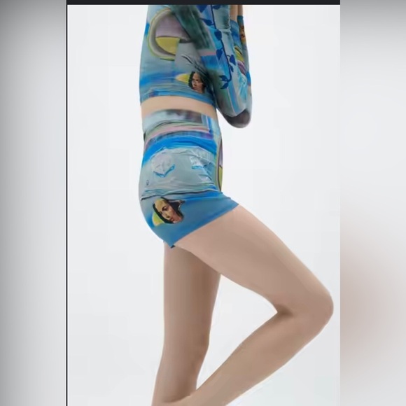 Zara limited edition larissa de Jesus negron print crop off shoulder mesh top‎ - Picture 12 of 14